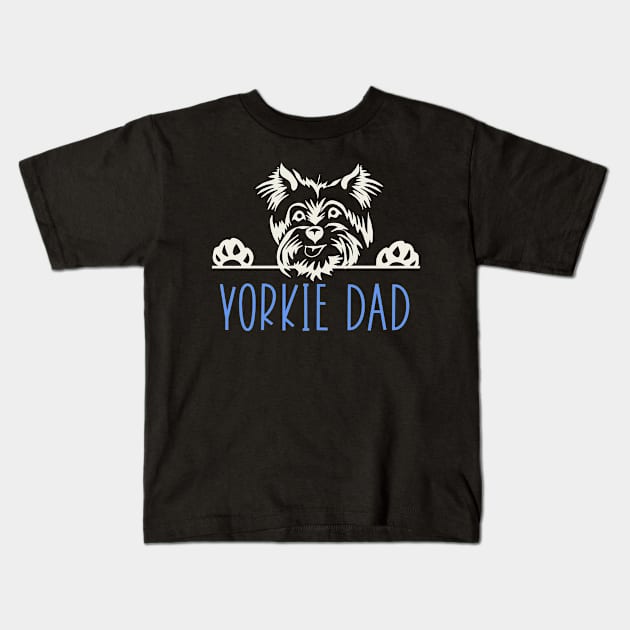 Yorkie Dad with Yorkshire Terrier Dog Kids T-Shirt by tropicalteesshop